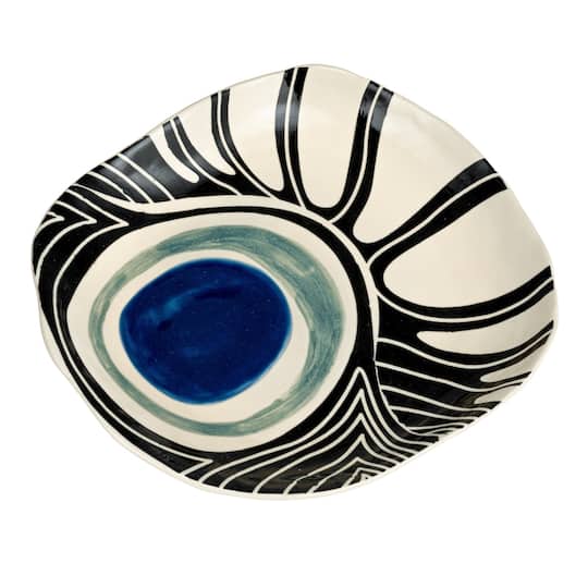 Hello Honey® 12.25" Abstract Azure Stoneware Plate